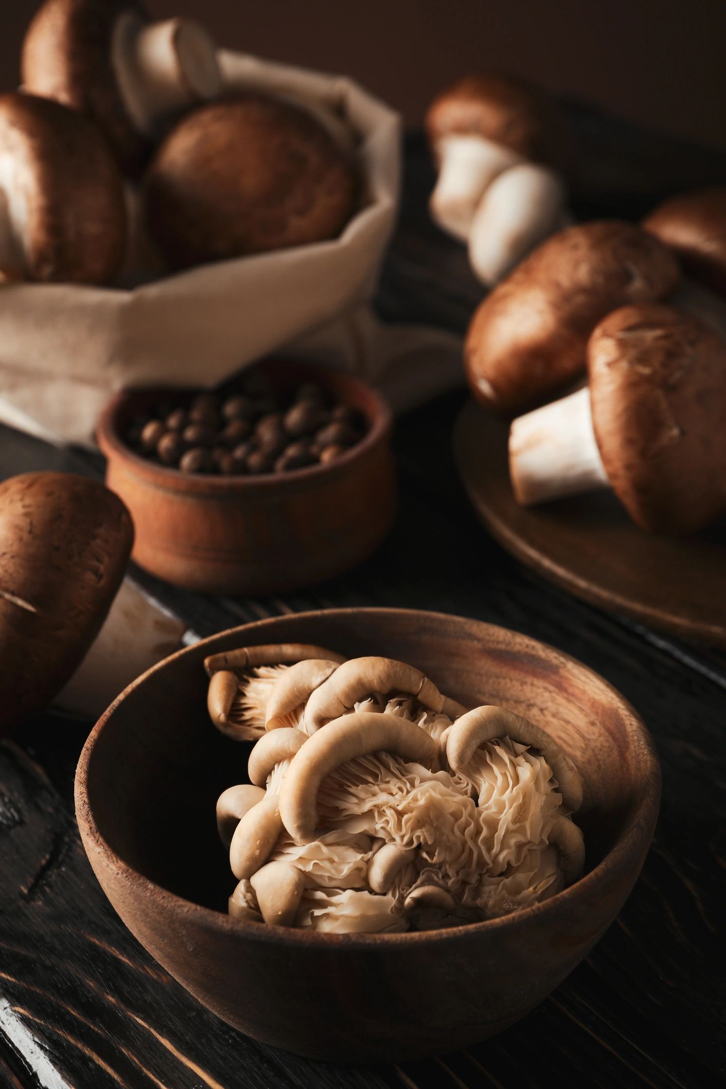 Family cooking with mushrooms